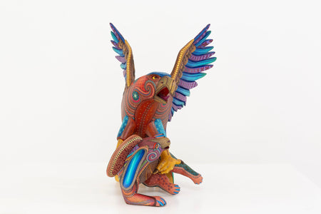 Alebrije - Águila cazadora de conejos - Guuze' - Arte Huichol - Marakame