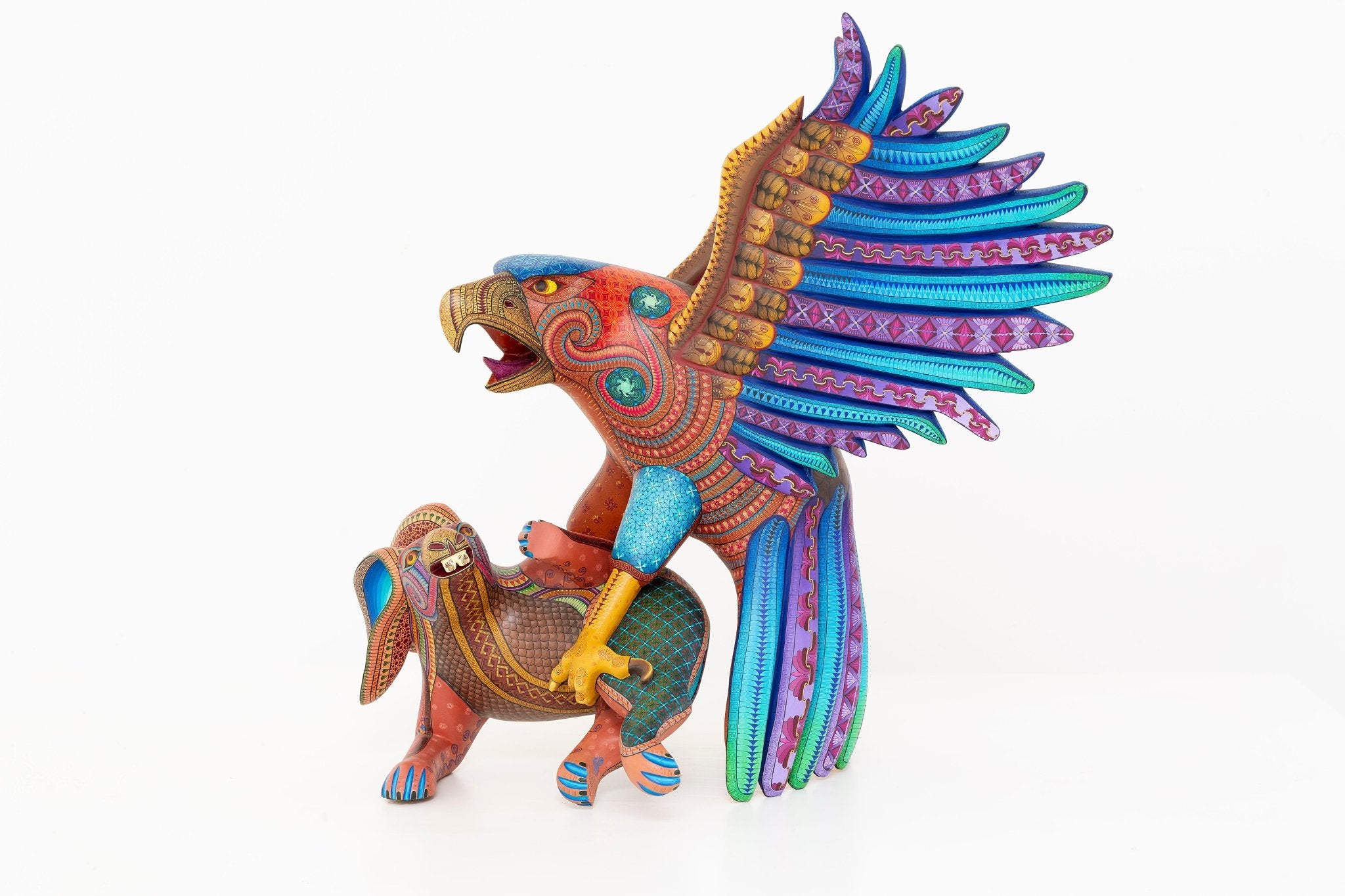 Alebrije - Águila cazadora de conejos - Guuze' - Arte Huichol - Marakame