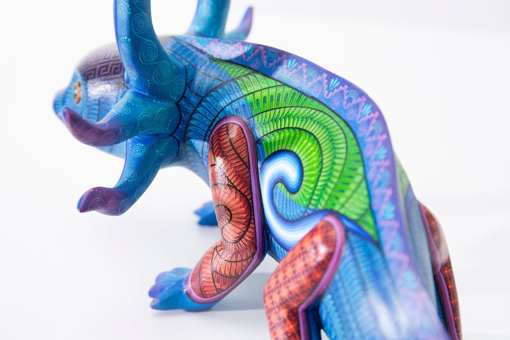 Alebrije - Axolote azul - Arte Huichol - Marakame