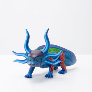 Alebrije - Axolote azul - Arte Huichol - Marakame