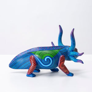 Alebrije - Axolote azul - Arte Huichol - Marakame