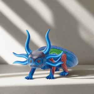 Alebrije - Axolote azul - Arte Huichol - Marakame