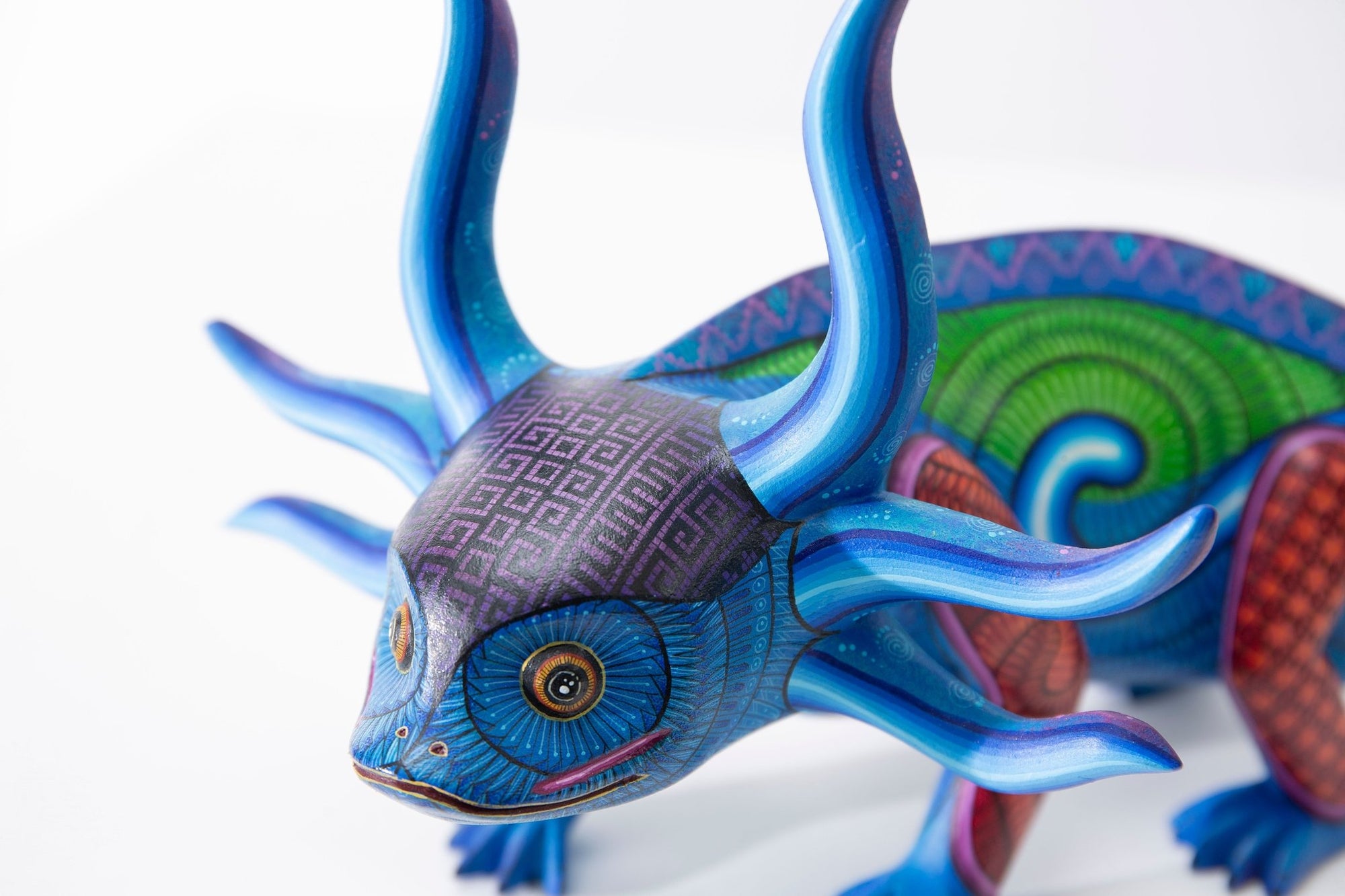 Alebrije - Axolote azul - Arte Huichol - Marakame