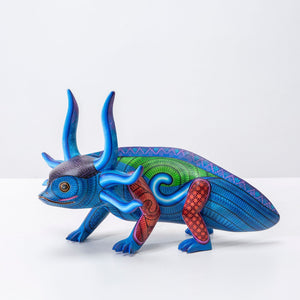 Alebrije - Axolote azul - Arte Huichol - Marakame