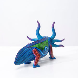 Alebrije - Axolote azul - Arte Huichol - Marakame