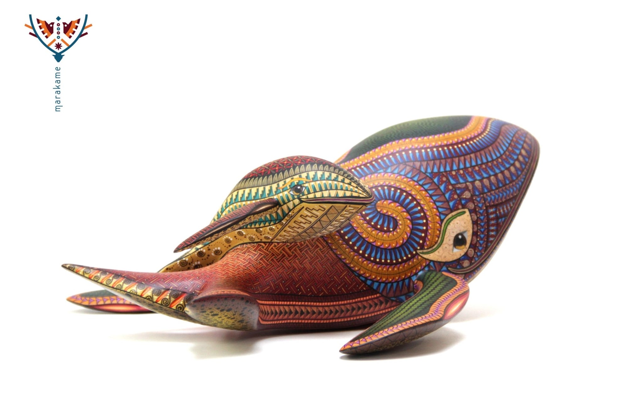 Alebrije - Ballena con bebé - Arte Huichol - Marakame