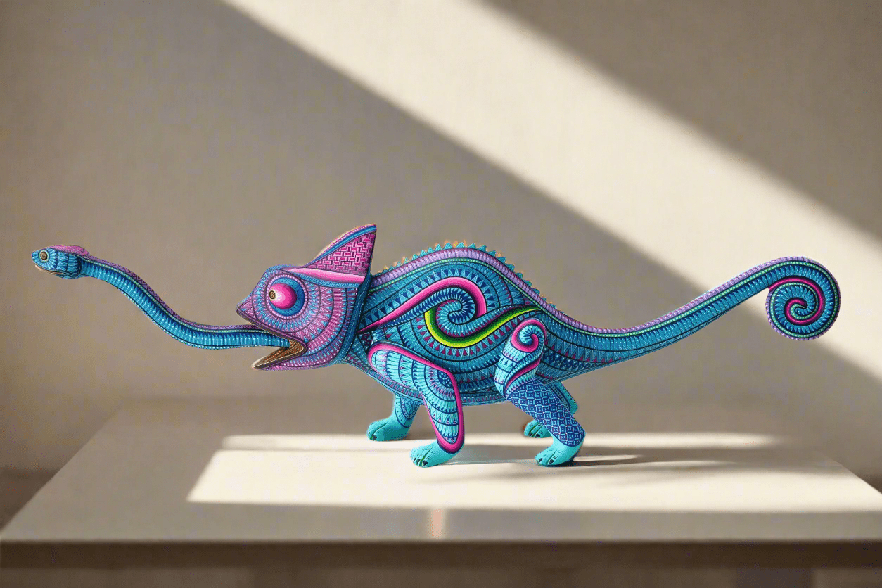 Alebrije - Camaleón - Arte Huichol - Marakame