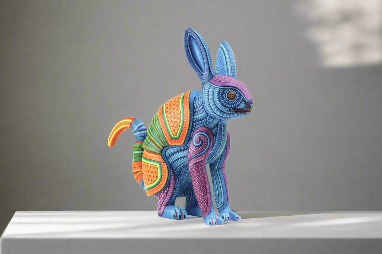 Alebrije - Conejo Armadillo - Arte Huichol - Marakame