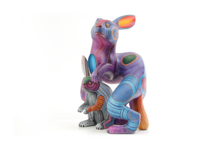 Alebrije - Conejo con cría - Arte Huichol - Marakame