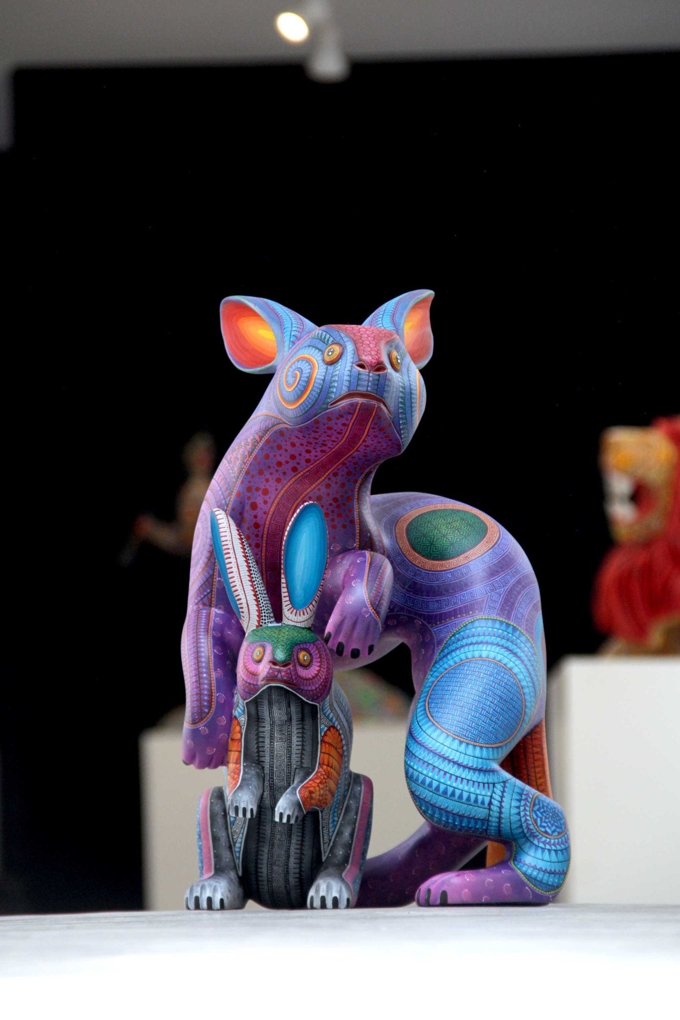 Alebrije - Conejo con cría - Arte Huichol - Marakame