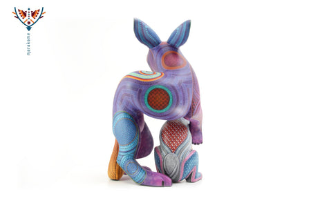 Alebrije - Conejo con cría - Arte Huichol - Marakame