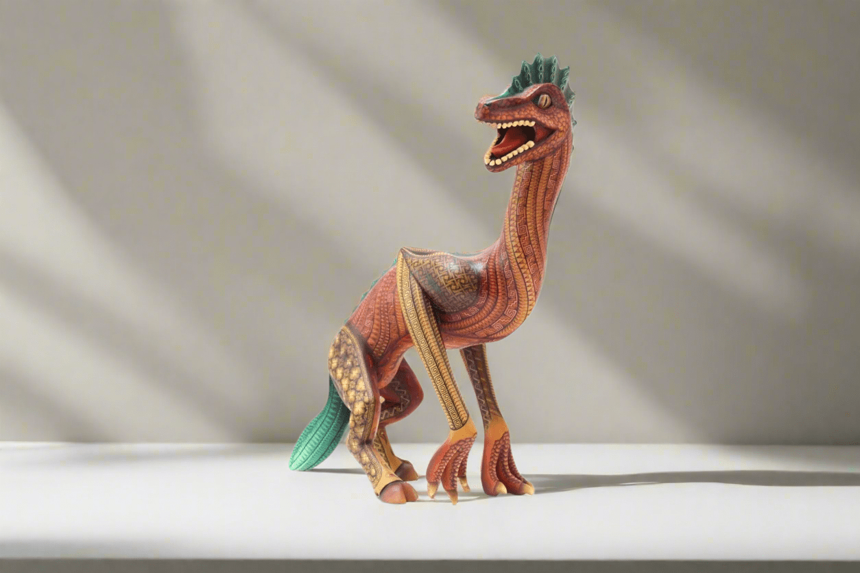 Alebrije - Dinosaurio - Arte Huichol - Marakame