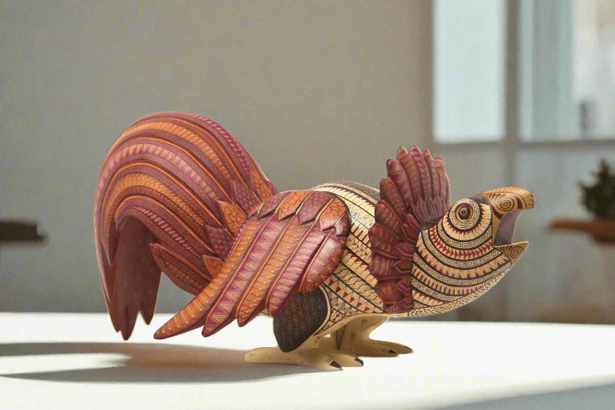 Alebrije - Gallo - Arte Huichol - Marakame