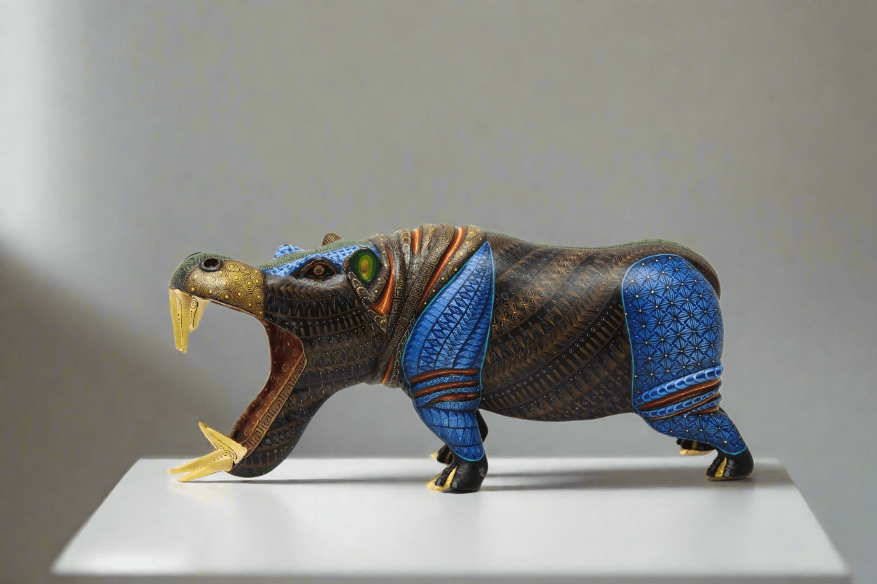 Alebrije - Hipopótamo furioso - Arte Huichol - Marakame