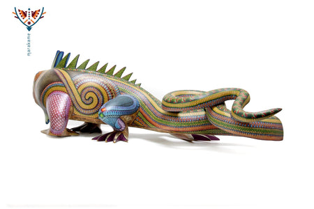 Alebrije - iguana zapoteca multicolor - Arte Huichol - Marakame