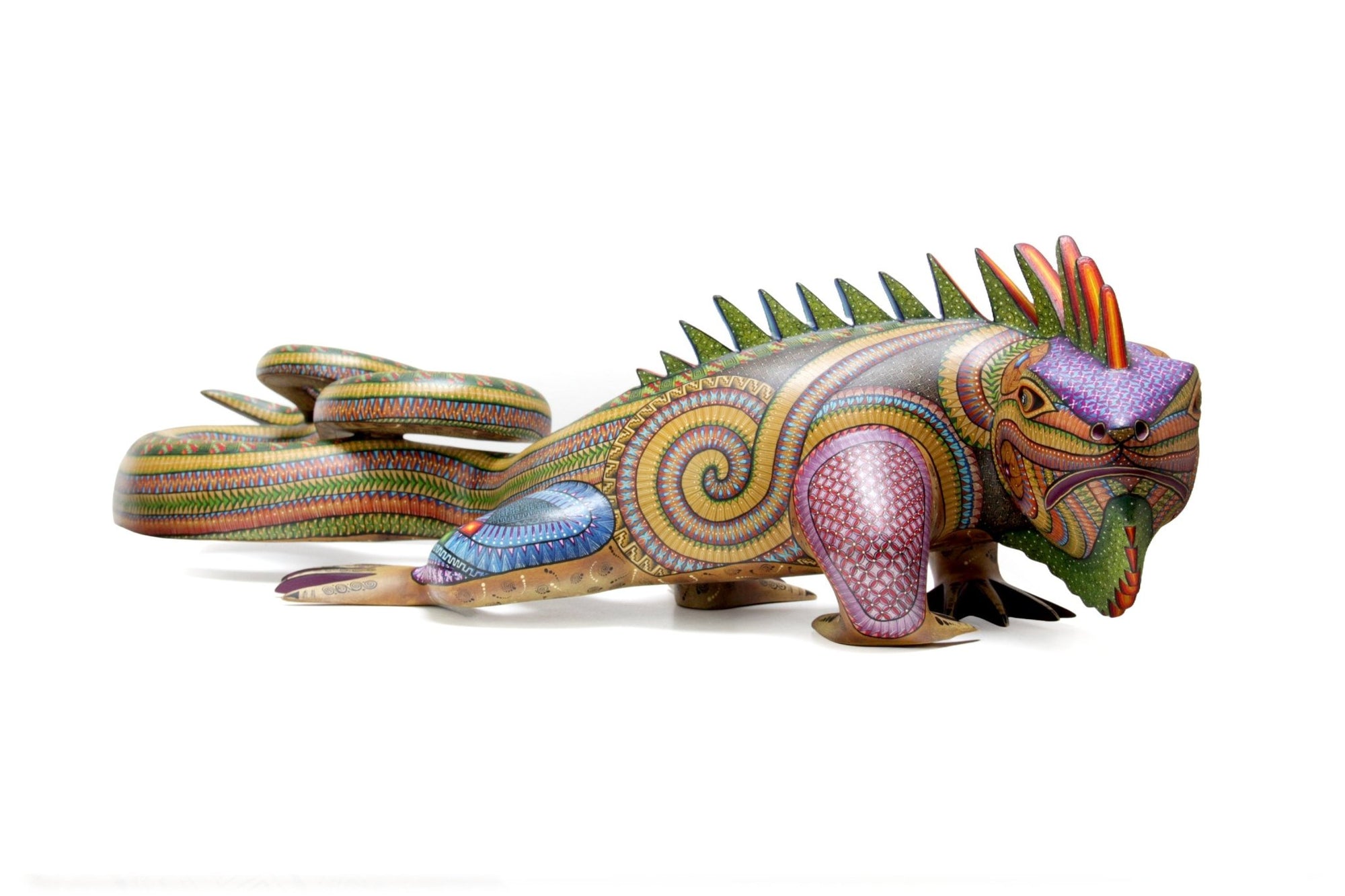 Alebrije - iguana zapoteca multicolor - Arte Huichol - Marakame