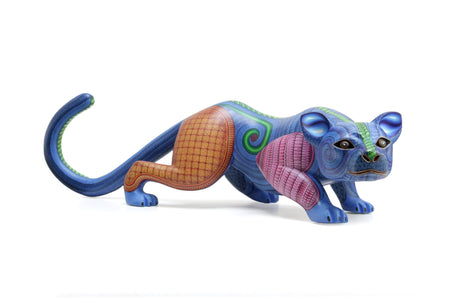 Alebrije - jaguar mexicano azul - Arte Huichol - Marakame