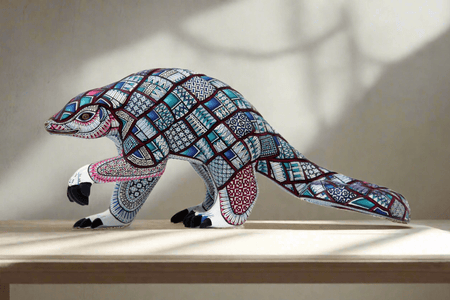 Alebrije - Pangolín bebé - Arte Huichol - Marakame