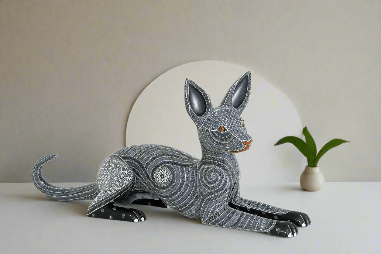 Alebrije Perro - Xoloitzcuintle echado - Arte Huichol - Marakame