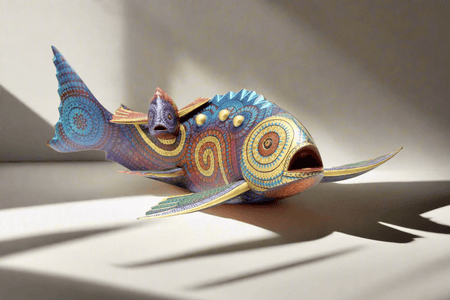 Alebrije - Pez con cría - Arte Huichol - Marakame