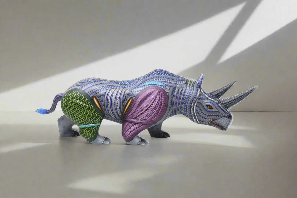 Alebrije - Rinoceronte naguidxi - Arte Huichol - Marakame