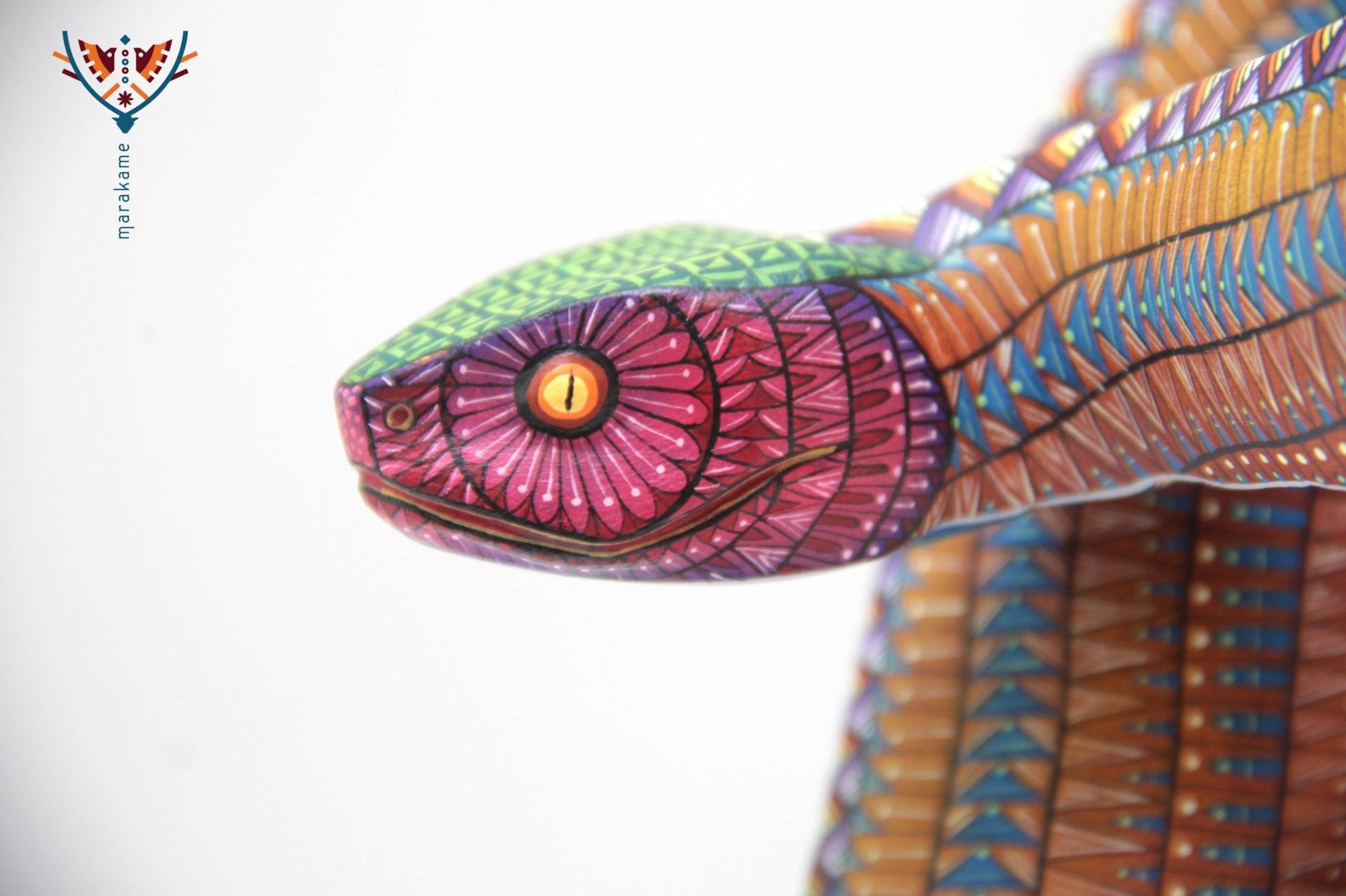 Alebrije Serpiente - Cascabel II - Arte Huichol - Marakame