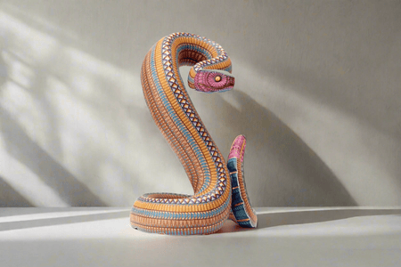 Alebrije Serpiente - Cascabel II - Arte Huichol - Marakame