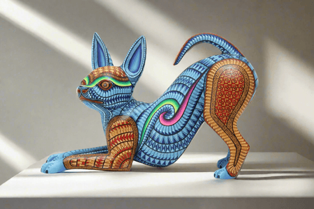 Alebrije - Xoloitzcuintle estirándose - Arte Huichol - Marakame