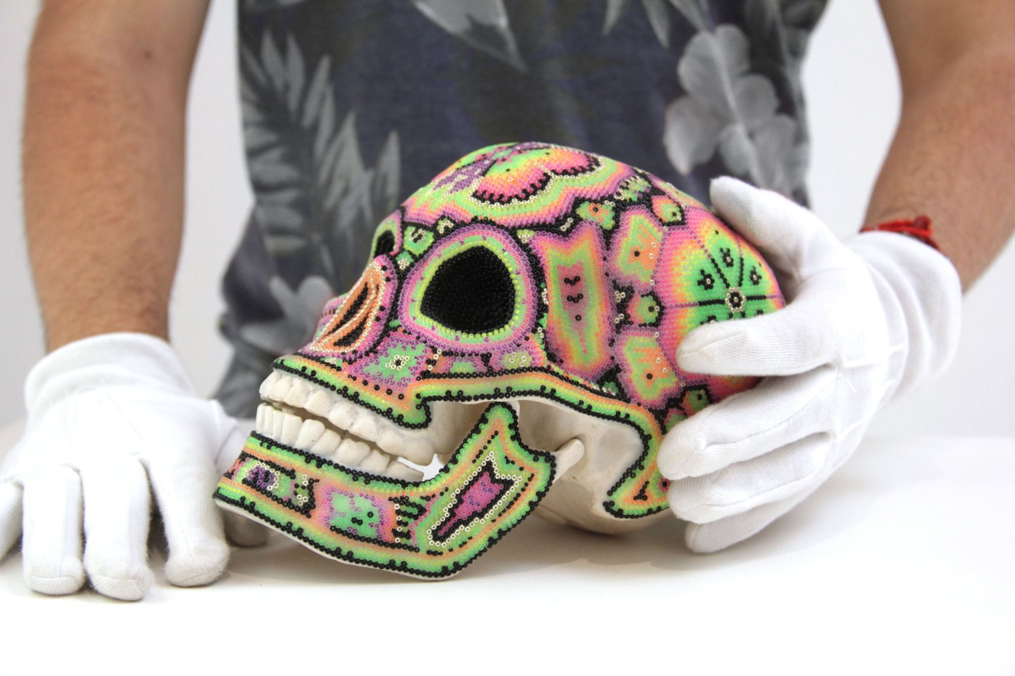 Calavera Huichol - Neón I - Arte Huichol - Marakame