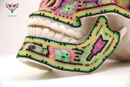 Calavera Huichol - Neón I - Arte Huichol - Marakame