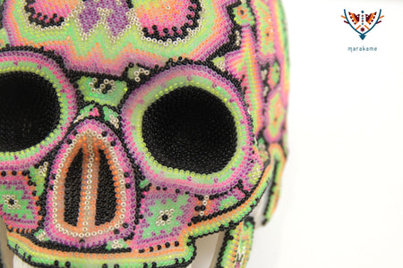 Calavera Huichol - Neón I - Arte Huichol - Marakame