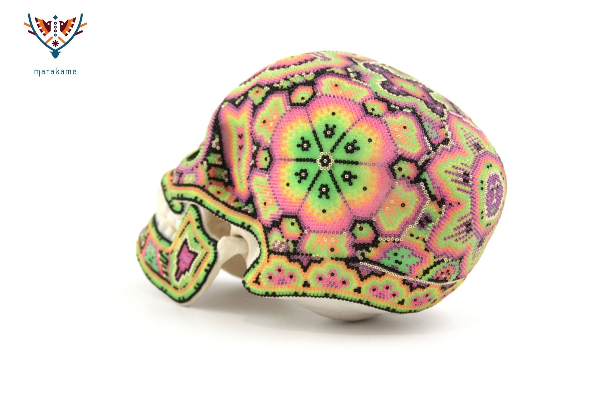 Calavera Huichol - Neón I - Arte Huichol - Marakame