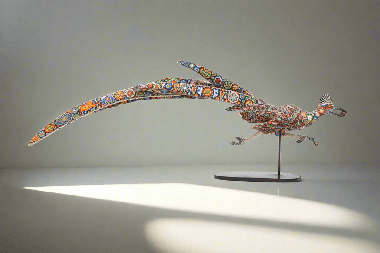 Escultura Arte Huichol - Correcaminos x Faisán - Arte Huichol - Marakame