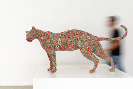 Escultura Arte Huichol - Jaguar caminando - Arte Huichol - Marakame