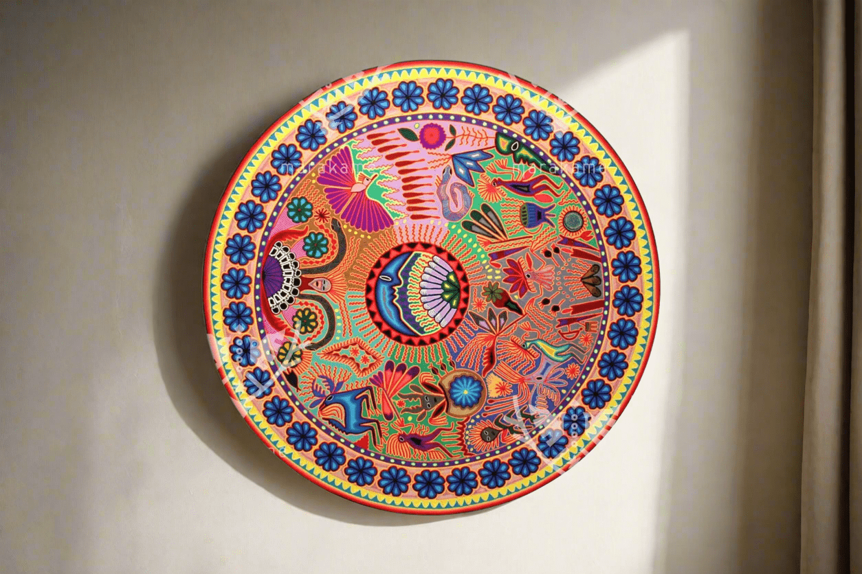 Nierika de Estambre Círculo Huichol - Maxa Yawi - 120 cm. - Arte Huichol - Marakame