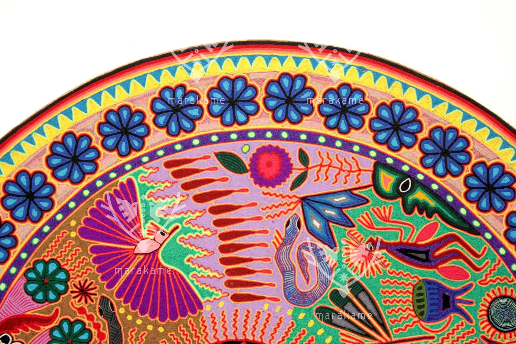 Nierika de Estambre Círculo Huichol - Maxa Yawi - 120 cm. - Arte Huichol - Marakame