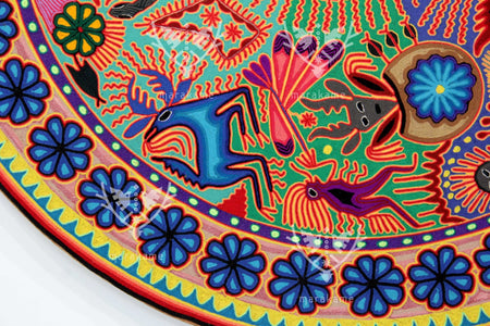 Nierika de Estambre Círculo Huichol - Maxa Yawi - 120 cm. - Arte Huichol - Marakame