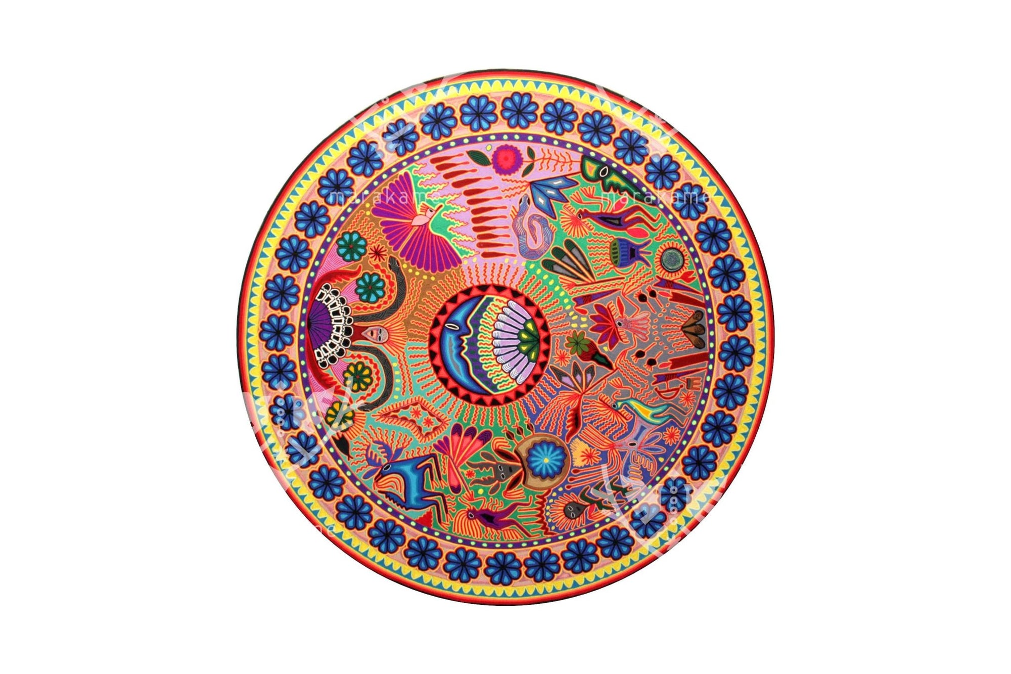 Nierika de Estambre Círculo Huichol - Maxa Yawi - 120 cm. - Arte Huichol - Marakame