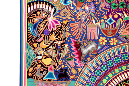 Nierika de Estambre Cuadro Huichol - Tamatsi Kauyumarie - 200 x 200 cm. - Arte Huichol - Marakame