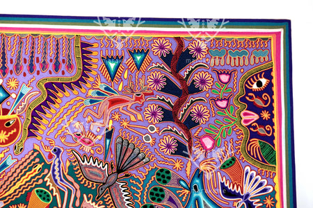 Nierika de Estambre Cuadro Huichol - Tamatsi Kauyumarie - 200 x 200 cm. - Arte Huichol - Marakame