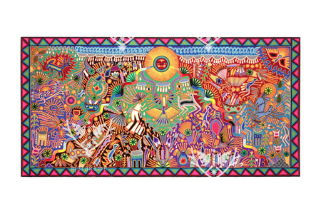 Nierika de Estambre Cuadro Huichol - Tawexikta Lugar del Sol - 244 x 122 cm. - Arte Huichol - Marakame