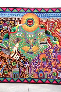 Nierika de Estambre Cuadro Huichol - Tawexikta Lugar del Sol - 244 x 122 cm. - Arte Huichol - Marakame