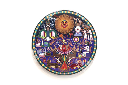 Nierika de Estambre fino Círculo Huichol - Xapawiyeme - 100 cm. de diámetro - Arte Huichol - Marakame