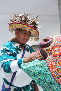 Preventa - Escultura Arte Huichol - Bisonte Americano - Timaikame anuta+yetanaka - Espíritu guiador de otro lugar - Arte Huichol - Marakame