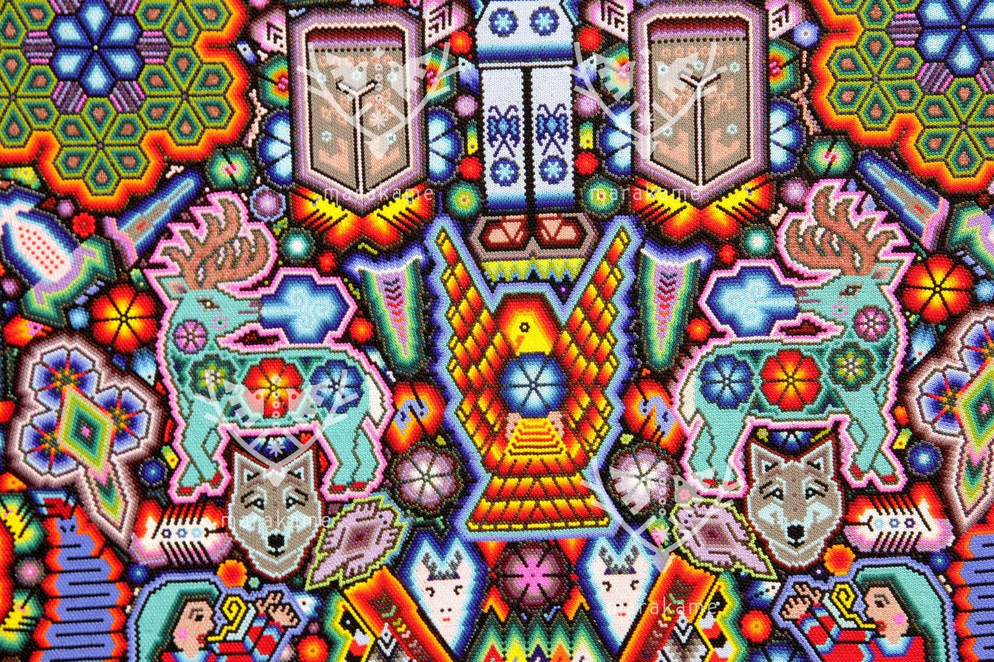 Preventa - Nierika de Chaquira Arte Huichol - Tseriekame y Tunuame - 150 x 120 cm. - Arte Huichol - Marakame