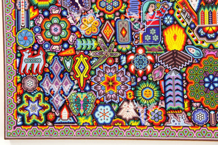 Preventa - Nierika de Chaquira Arte Huichol - Tseriekame y Tunuame - 150 x 120 cm. - Arte Huichol - Marakame