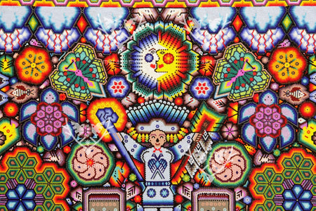 Preventa - Nierika de Chaquira Arte Huichol - Tseriekame y Tunuame - 150 x 120 cm. - Arte Huichol - Marakame