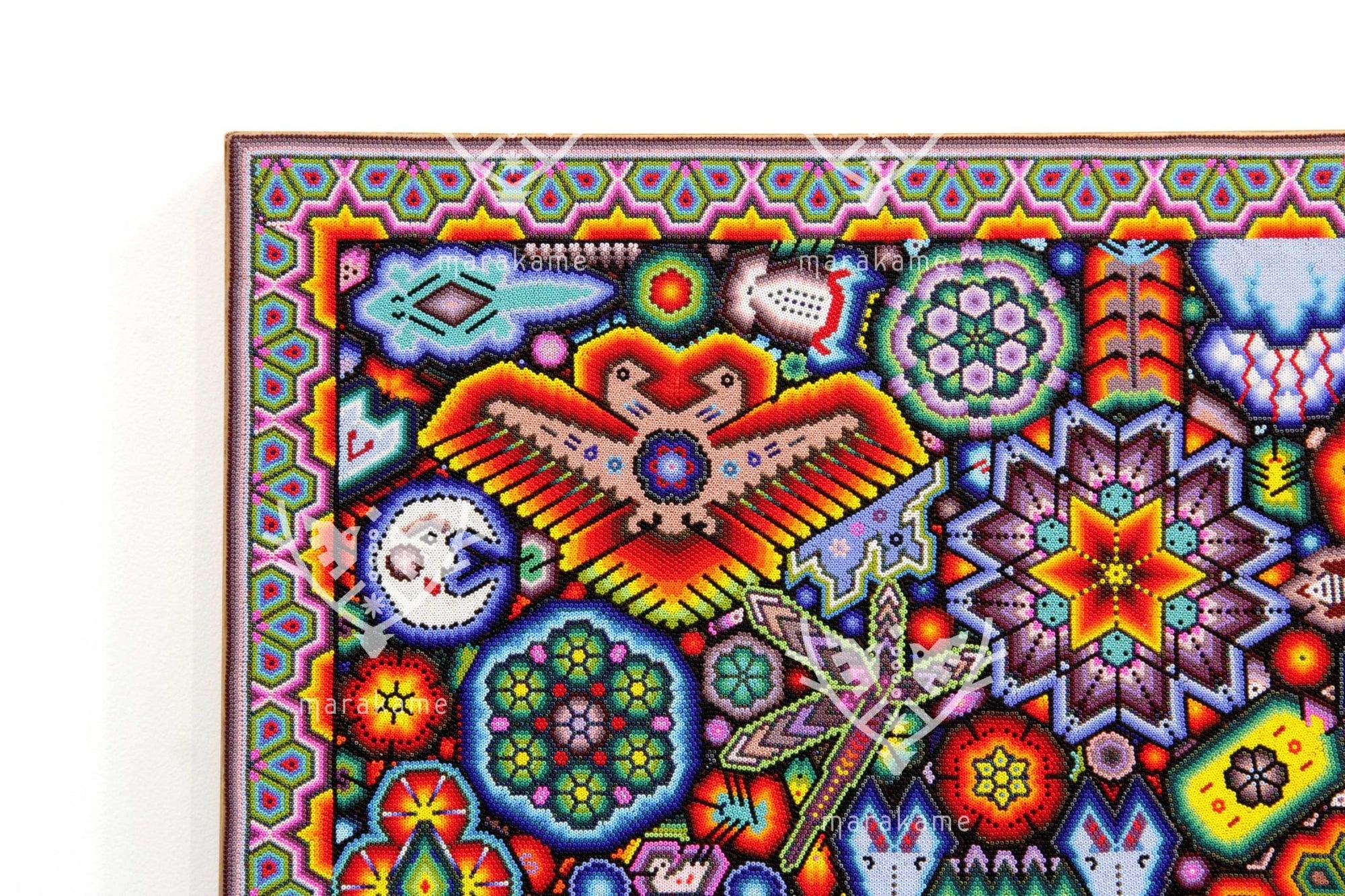 Preventa - Nierika de Chaquira Arte Huichol - Tseriekame y Tunuame - 150 x 120 cm. - Arte Huichol - Marakame