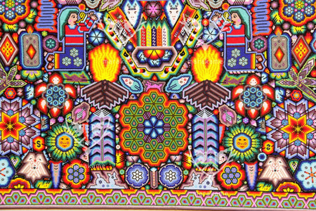 Preventa - Nierika de Chaquira Arte Huichol - Tseriekame y Tunuame - 150 x 120 cm. - Arte Huichol - Marakame