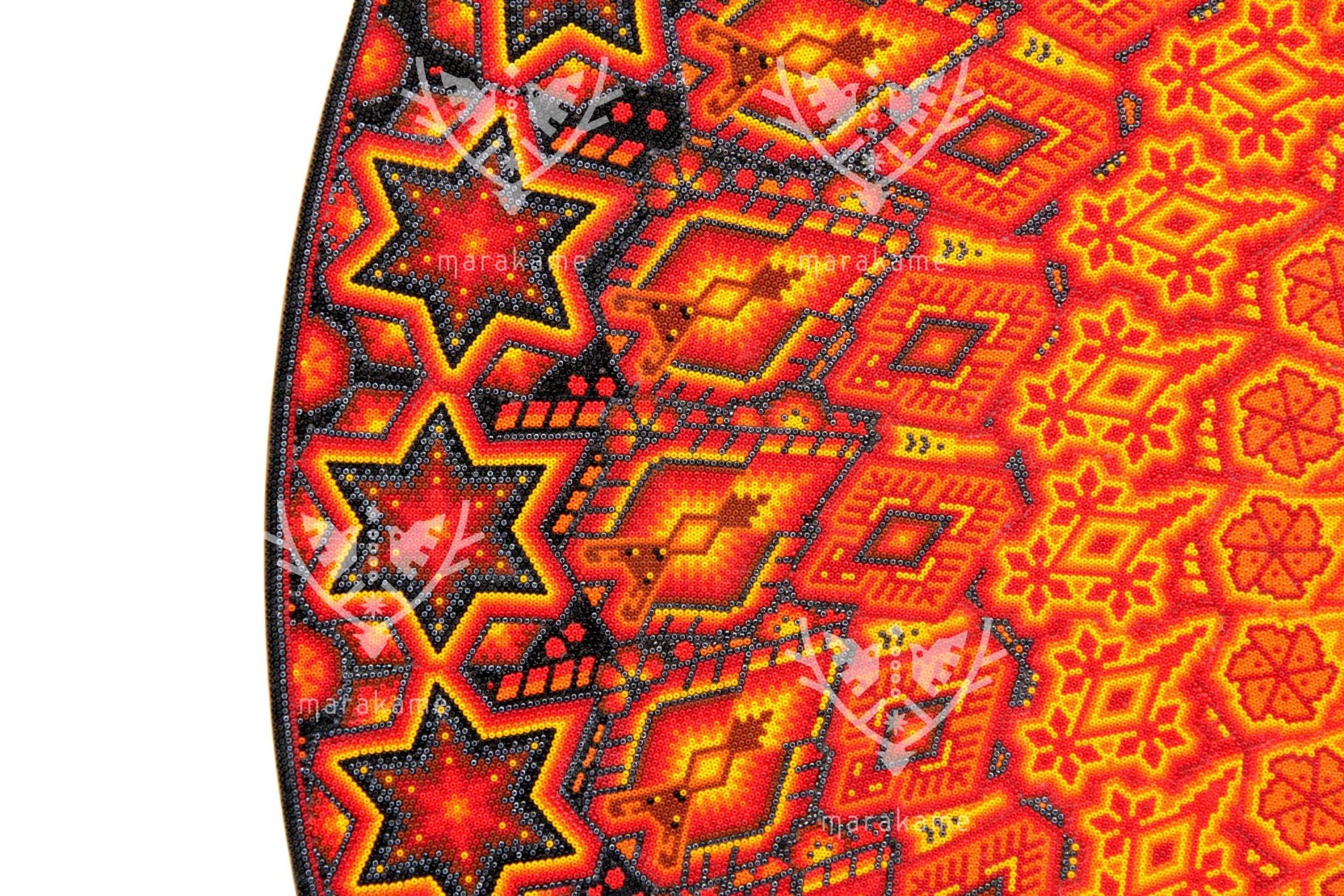 Preventa - Nierika de micro chaquira Círculo Huichol - Xawe k+pi - 80 cm. - Arte Huichol - Marakame